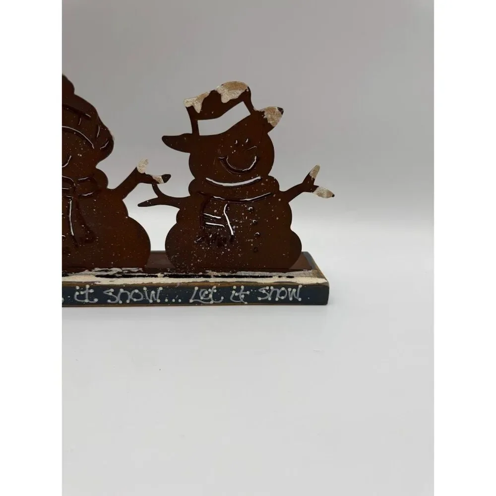 rustic-style Metal snowmen tea light candle holder